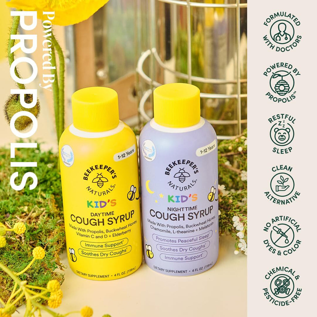 Beekeeper's Naturals Propolis Honey Cough Syrup Nighttime for Kids Immune