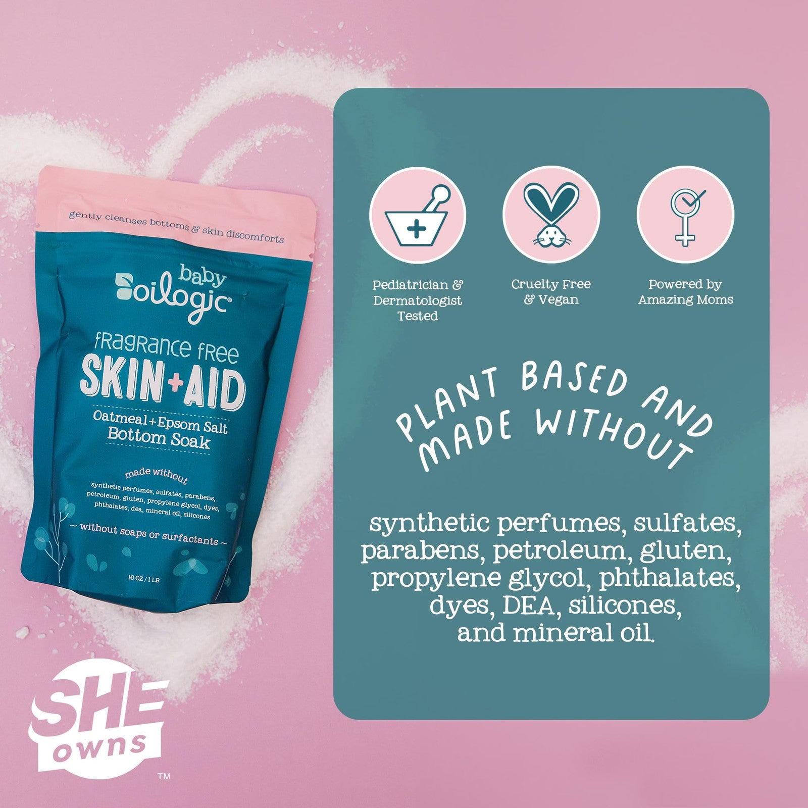 Oilogic Oatmeal Epsom Salt Bath Soak for Babies - Gentle Baby Bath Essentials