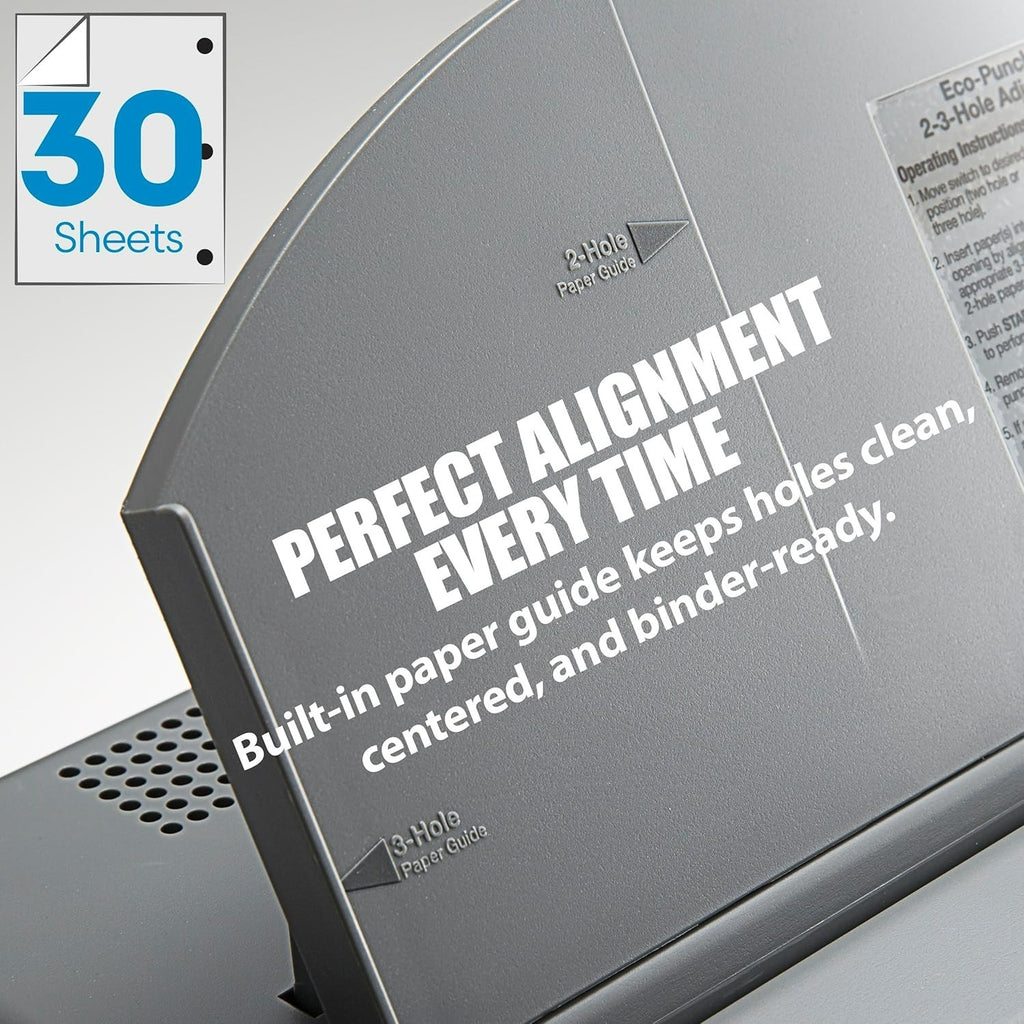Officemate Electric 2-3 Hole Punch, Adjustable Desktop Eco-Punch, 30-Sheet Capac