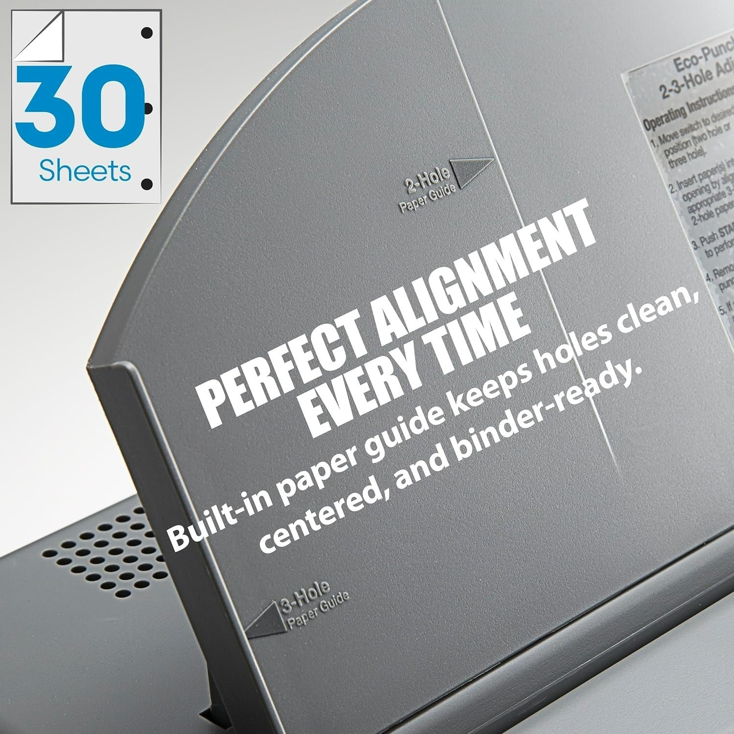 Officemate Electric 2-3 Hole Punch, Adjustable Desktop Eco-Punch, 30-Sheet Capac