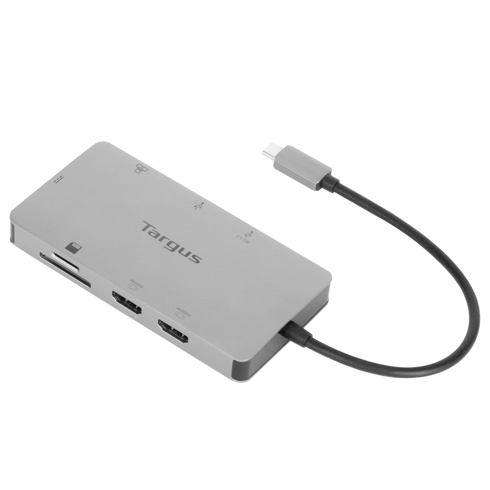 Targus® USB-C Dual HDMI™ Travel Dock, 4-1/2"H x 3"W x 7/8"D, Silver, DSU200TT