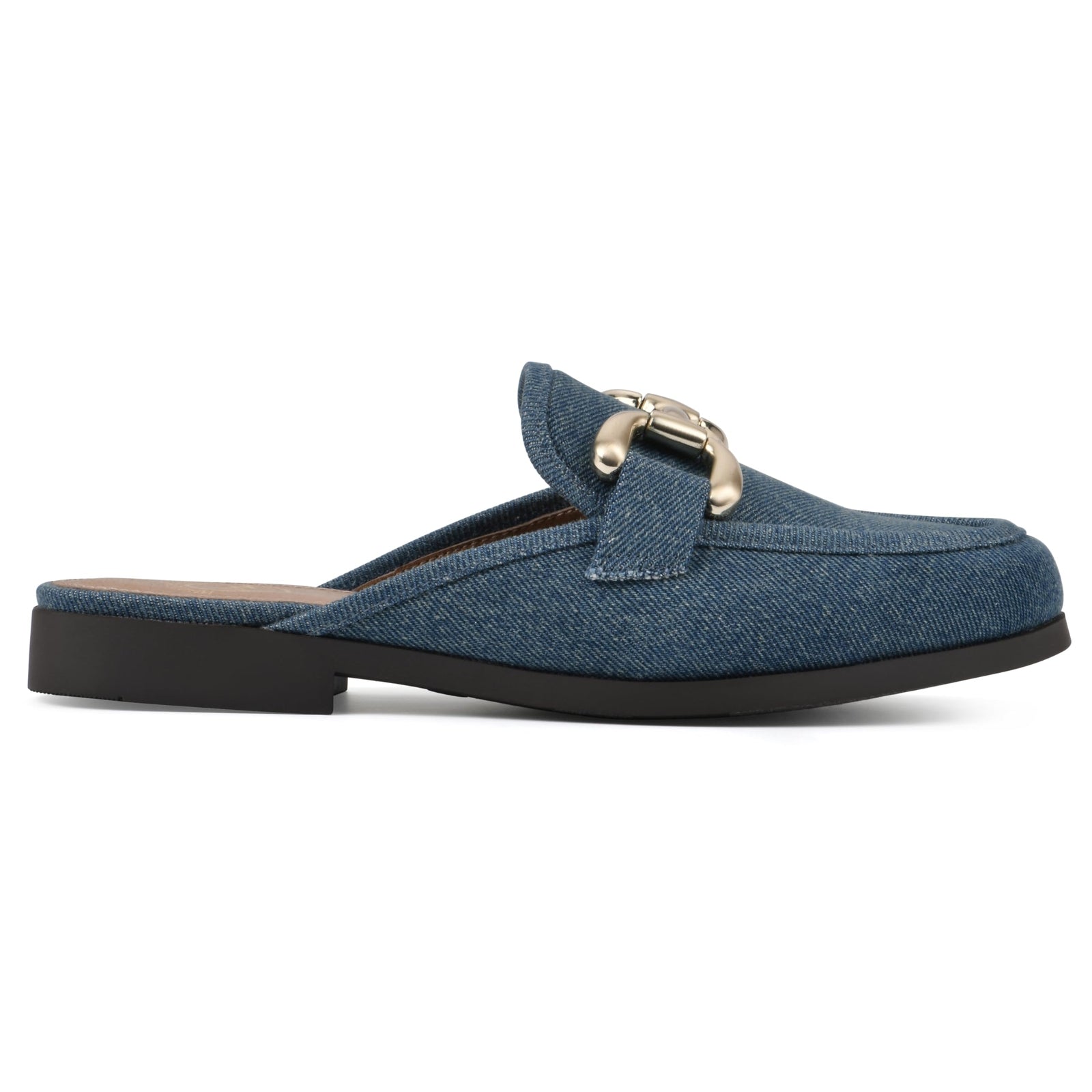 WHITE MOUNTAIN Women's Castor Moc Toe Mule, Vintage.Blue/Fabric, 7.5 M