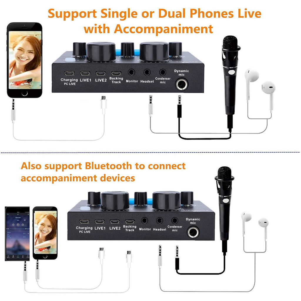 Fealliance Live Sound Card V8 Voice Changer, Dual DSP Noise Reduction Chip,