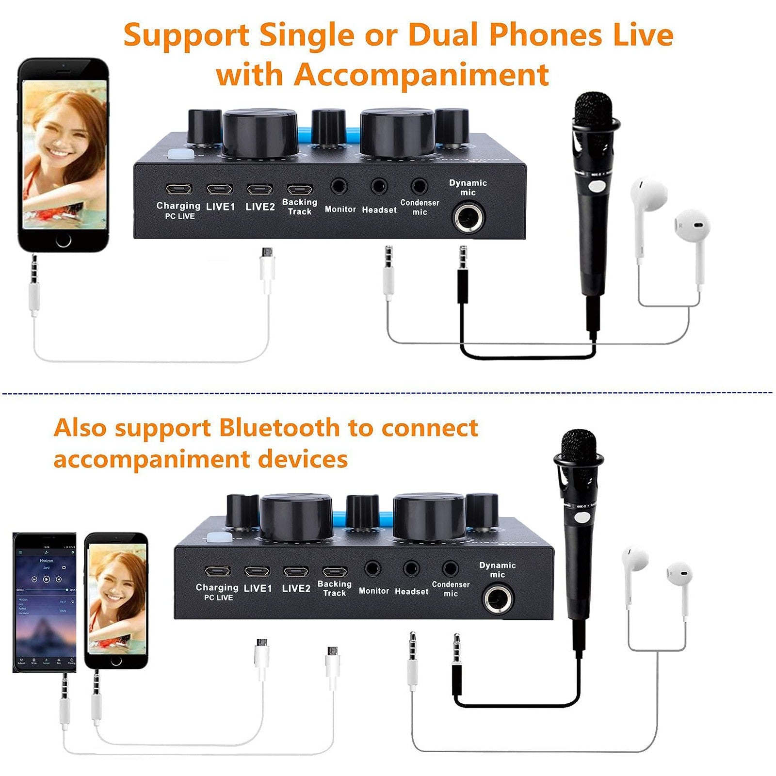 Fealliance Live Sound Card V8 Voice Changer, Dual DSP Noise Reduction Chip,