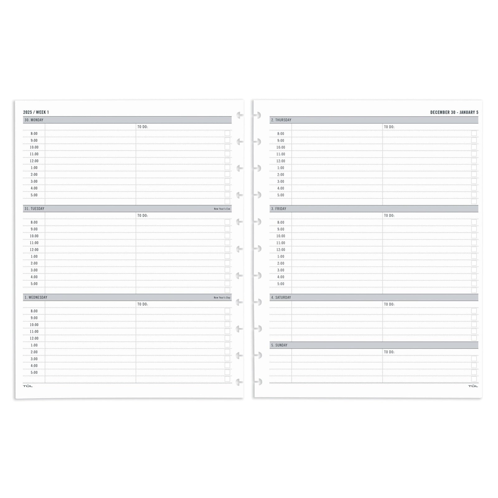 2025 TUL® Discbound Weekly Planner Refill Pages, Letter Size, January To