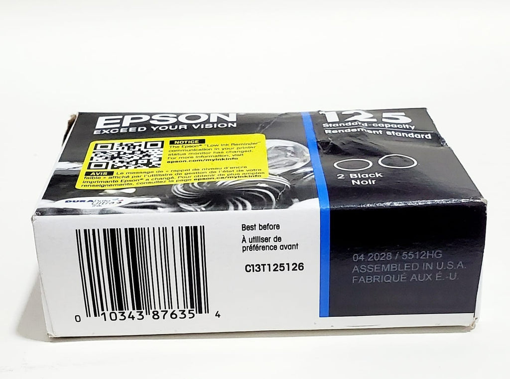 Genuine Epson T125120-D2 125 Black Ink Twin Pack OEM Standard Yield 2 Cartridges