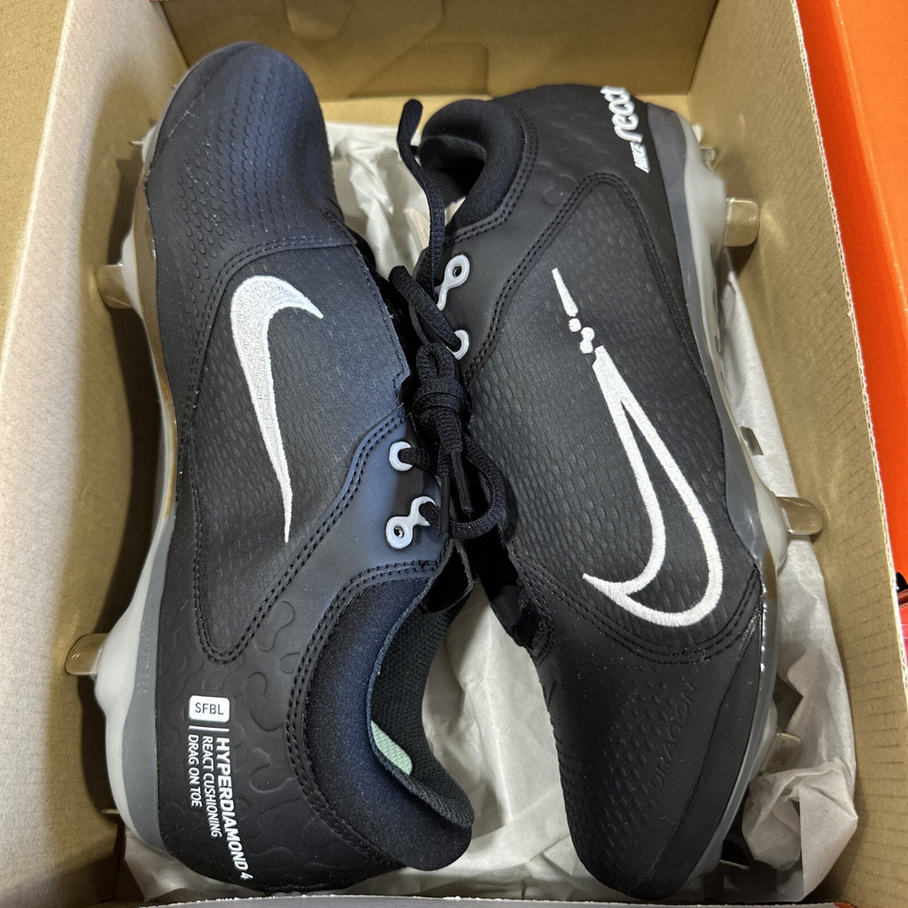 Nike Hyperdiamond 4 Elite Womens Metal Softball Cleats Size 10 Black CZ5917-010