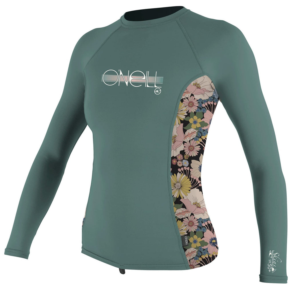 O'Neill Girls Premium Skins Upf 50+ Long Sleeve Rash Guard, Papaya/Sky, 12