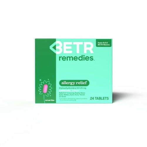 BETR Remedies Allergy Relief Medicine  Oral Antihistamine  Diphenhydramine 25 mg