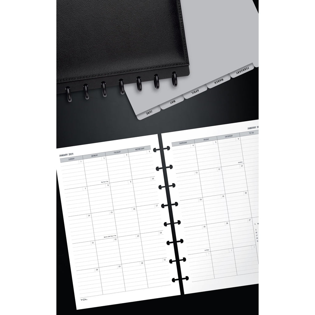 2024 TUL® Discbound Monthly Planner Refill Pages With 12 Tab Dividers, Junior