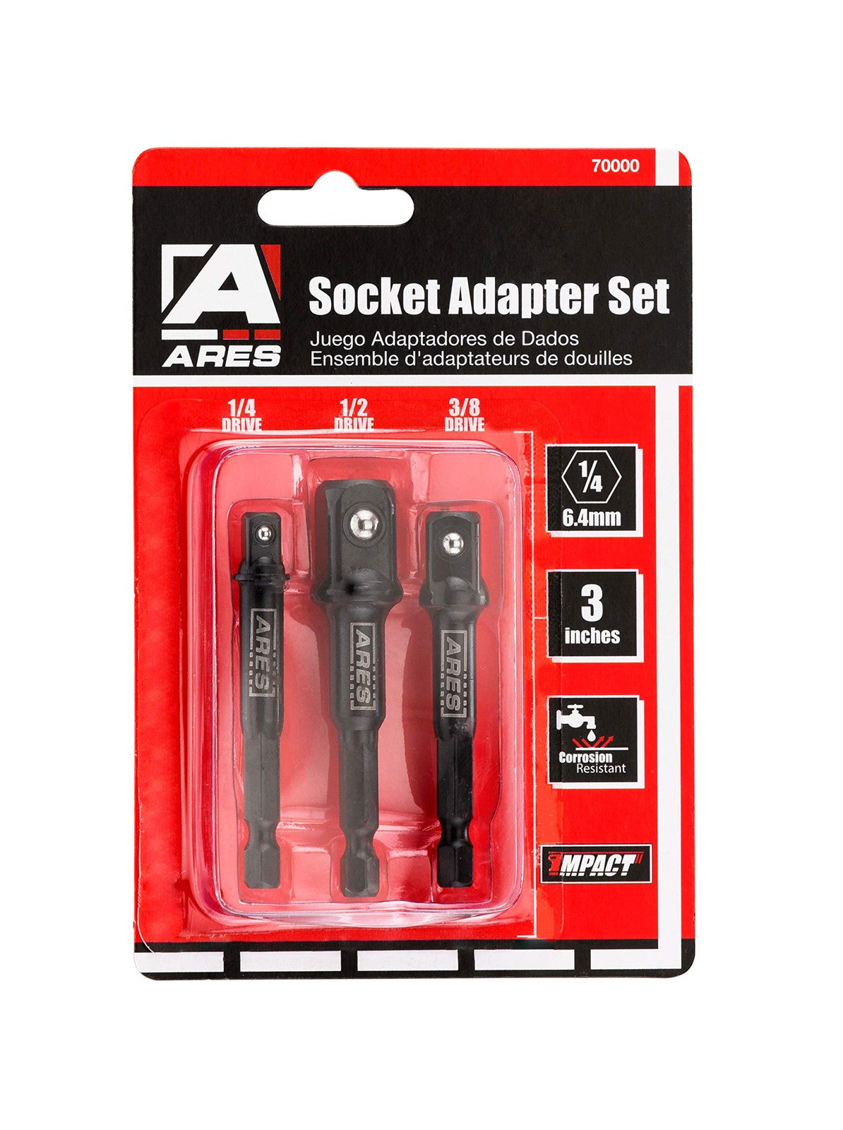 ARES 70000-3-Inch Impact Grade Socket Adapter Set - Turns Impact Drill Driver