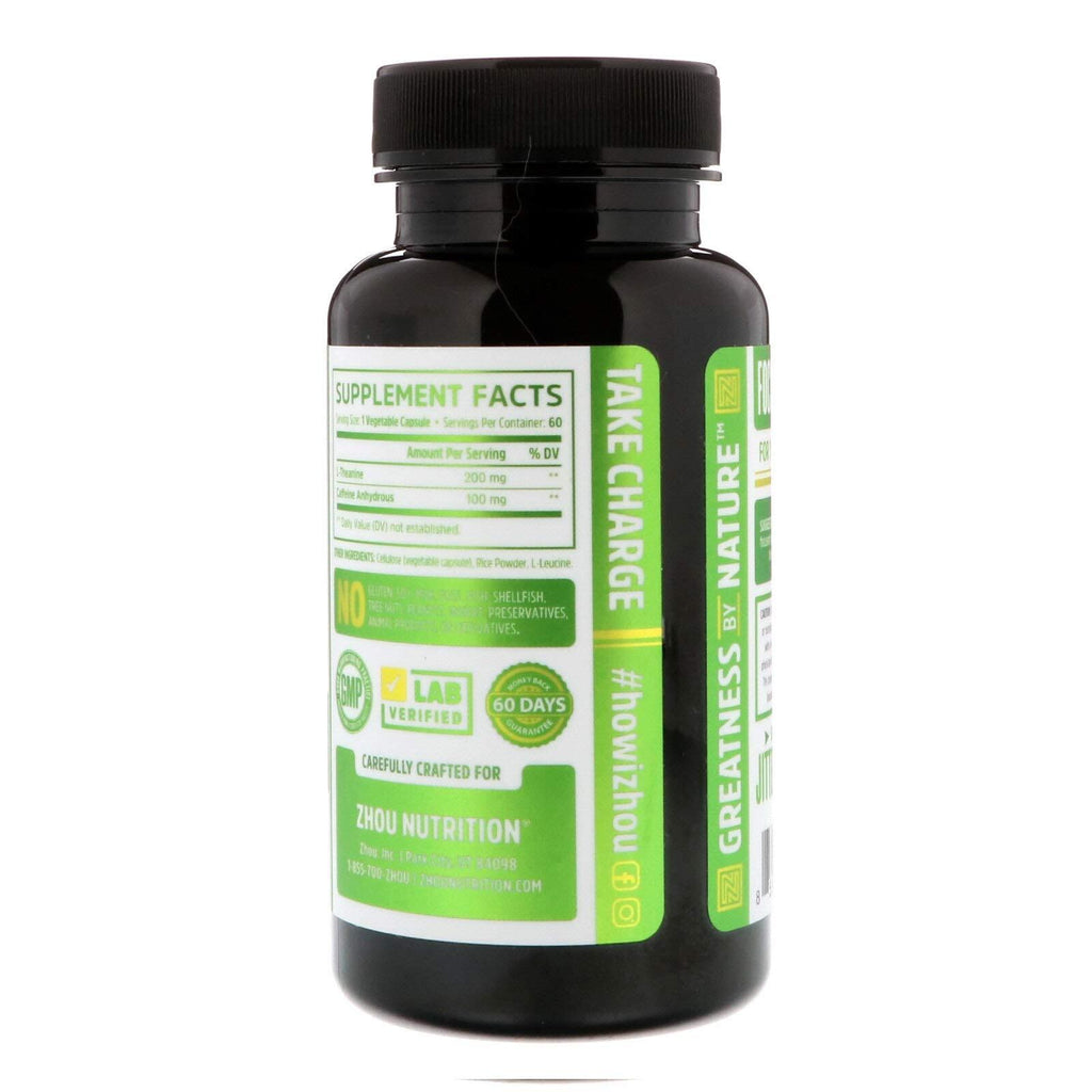 ZHOU Nutrition Caffeine + L-Theanine Energy + Focus, 60 CT