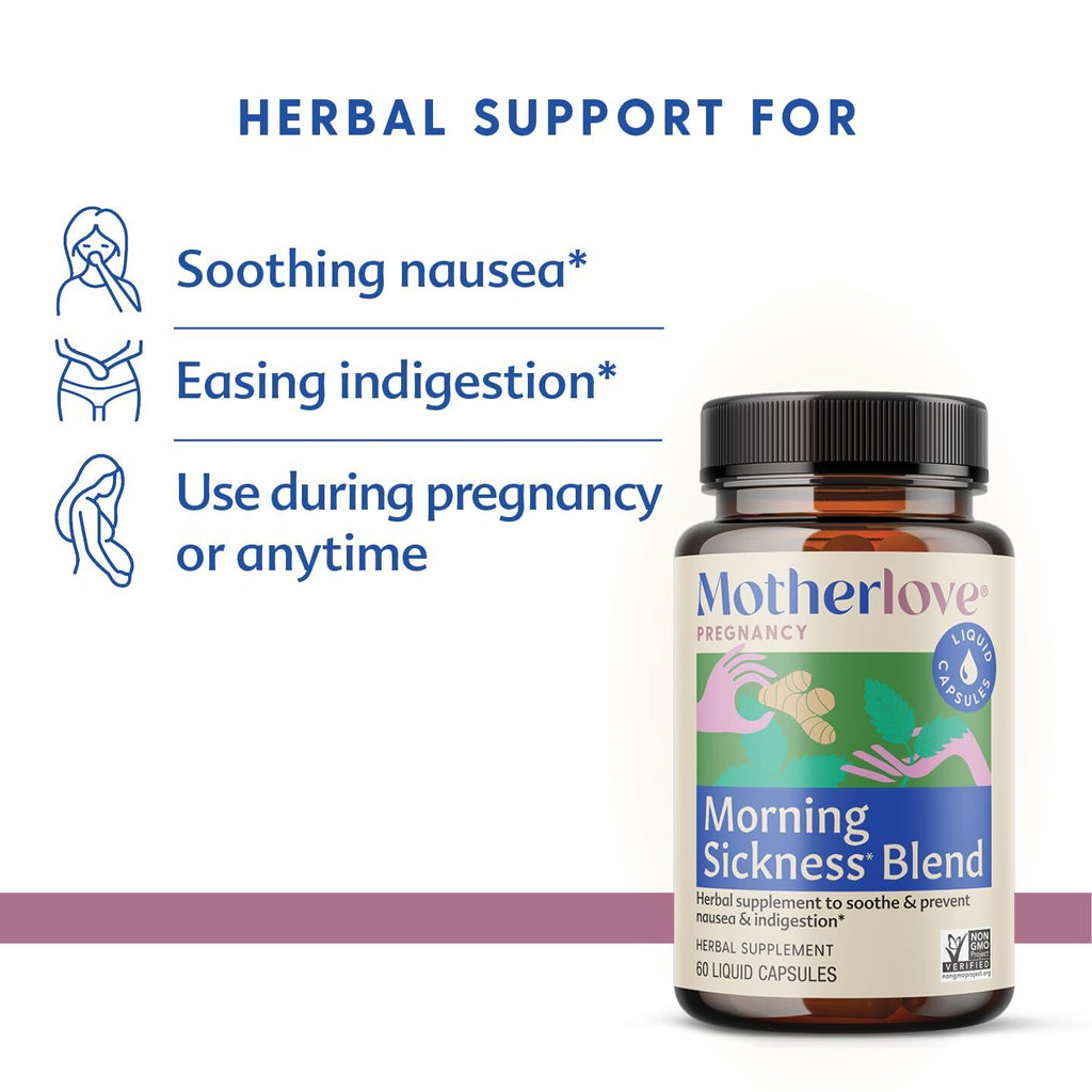 Motherlove Morning Sickness Blend (60 Liquid caps) Herbal Supplement for Morning