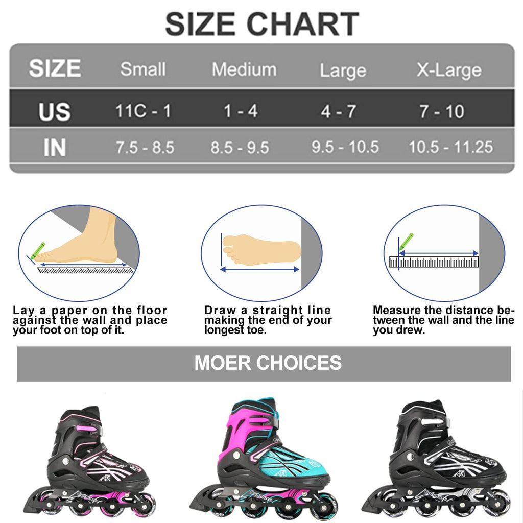 Cunmucu Adjustable Roller Blades Skates for Girls Boys Kids with All