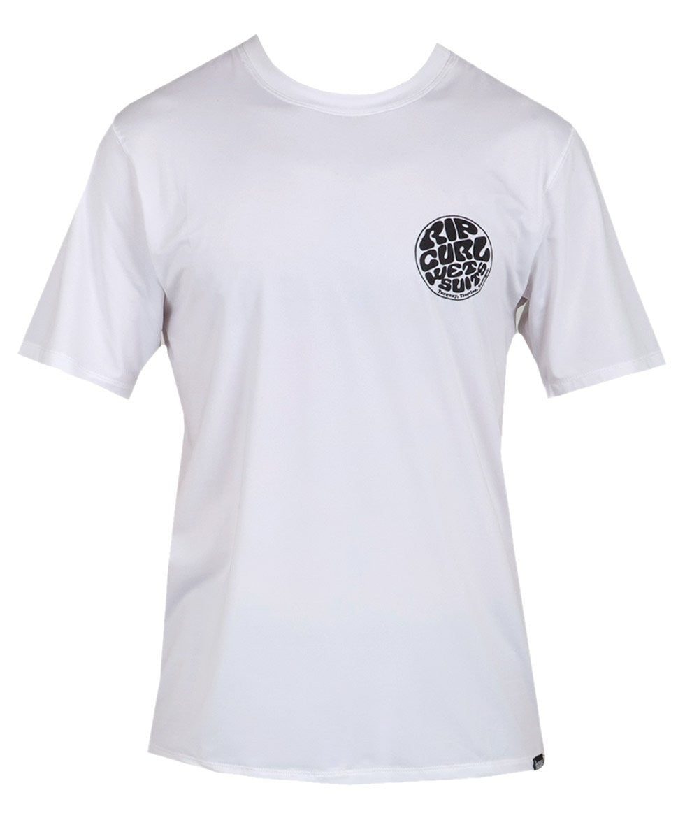 Rip Curl Wettie Short Sleeve Rash Guard Surf Shirt, X-Small, White