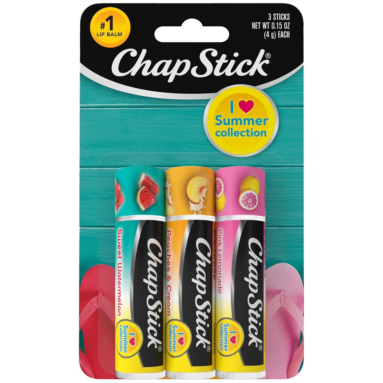 ChapStick Lip Balm, I Love Summer Collection, Variety 3-Pack – Sweet Watermelon,