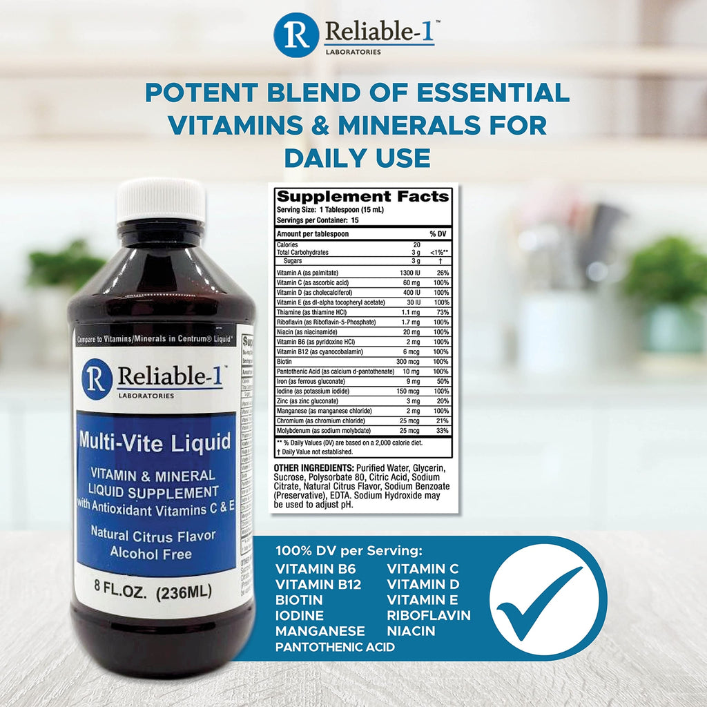 Reliable-1 Laboratories Multi-Vite Liquid Multivitamin for Adults Liquid