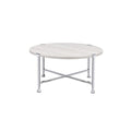 Acme Brecon Round Wooden Top Coffee Table in White Oak and Chrome