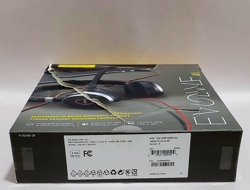 Jabra Evolve 40 Professional Wired Headset, Stereo, UC-Optimized – Telephone