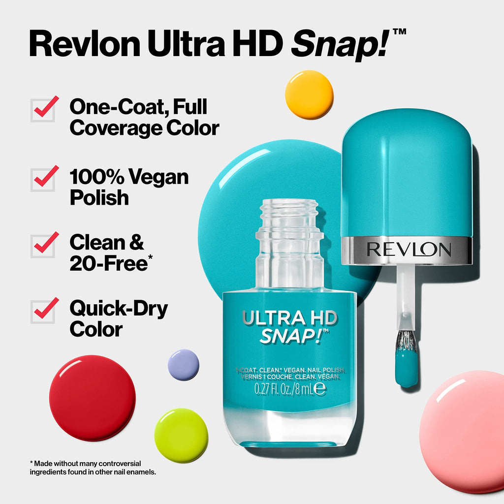 REVLON Ultra HD Snap Nail Color, Natural Rich Glossy Polish, 100% Vegan Formula,
