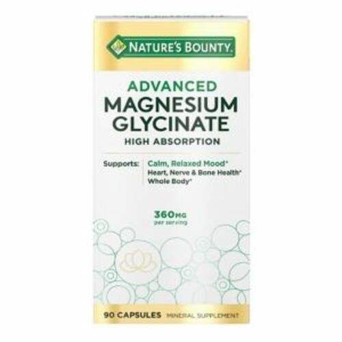 Nature’s Bounty Advanced Magnesium Glycinate Supplement  Heart  Nerves  Muscle &