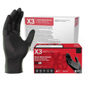 X3 Industrial Black Nitrile Gloves, Case of 1000, 3 Mil, Size XX-Large, Latex