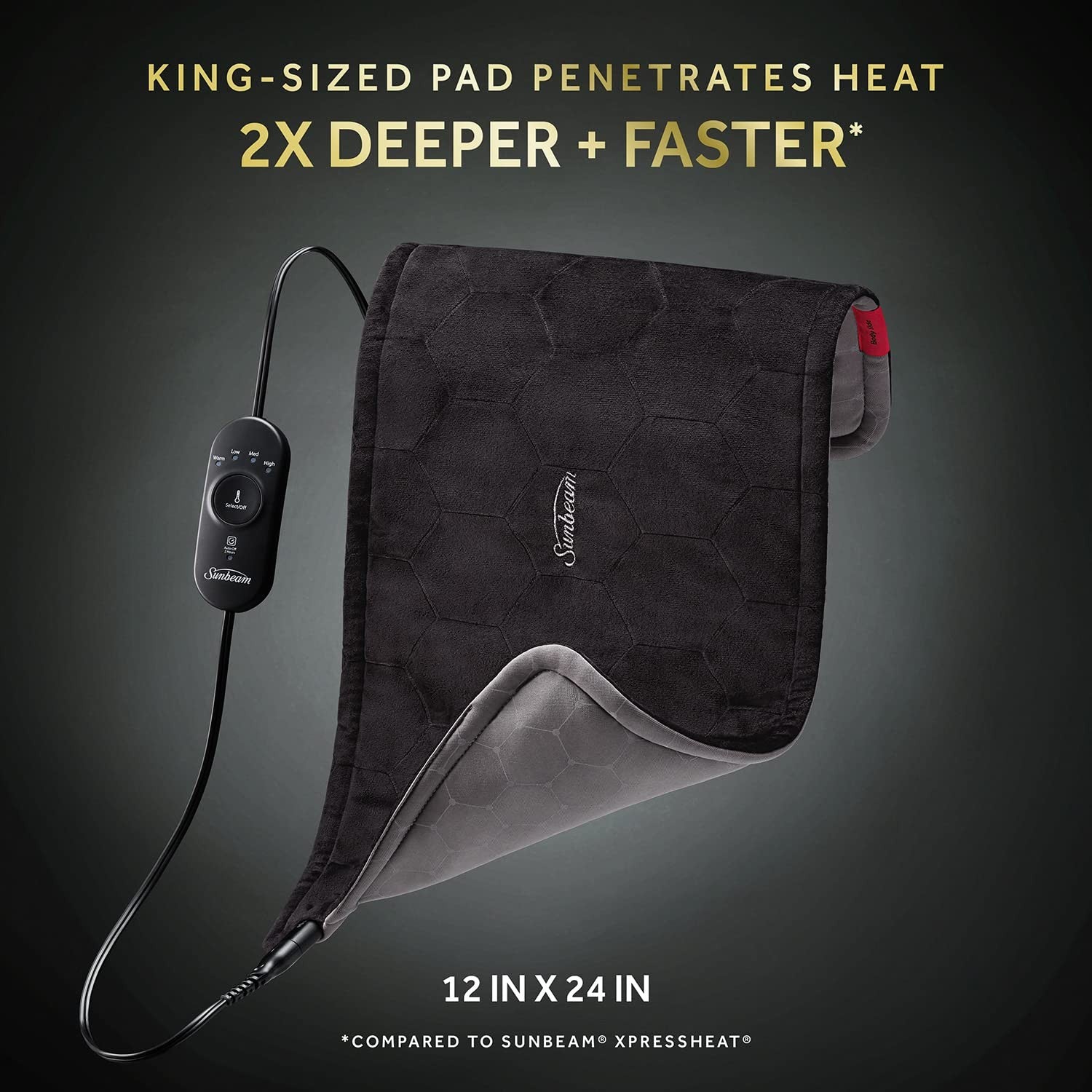 Sunbeam AdvancedHeat King-Sized Heating Pad, Sunbeam Heating Pad for Tough Pain