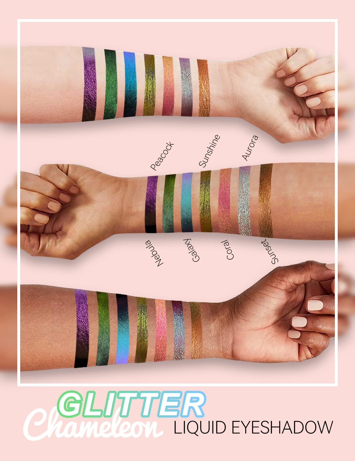 HANLADY Chameleon Eyeshadow Liquid Glitter Eye Makeup, Glitter Eyeshadow Intense