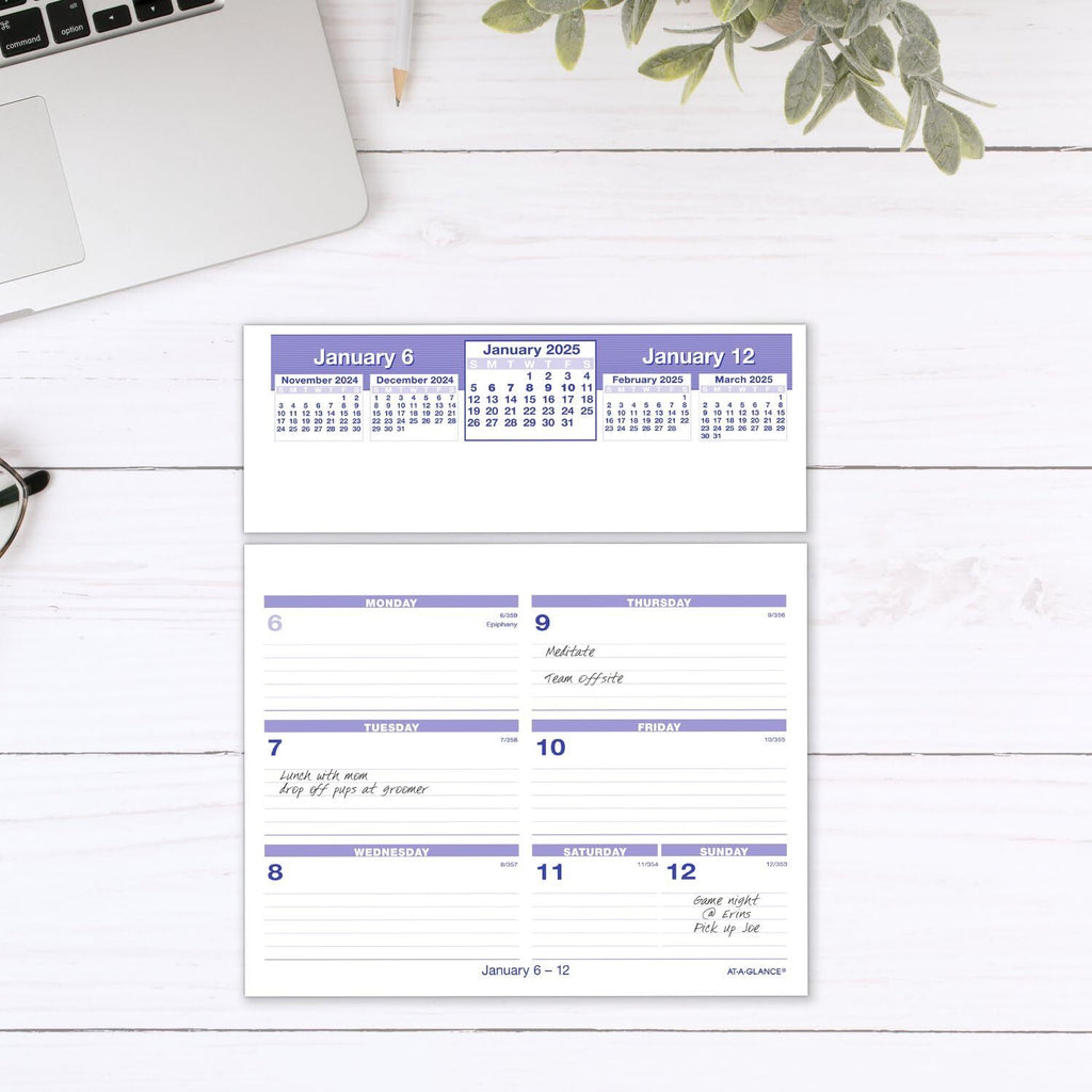 AT-A-GLANCE 2025 Desk Calendar Refill, Weekly, 6" x 7", Flip-A-Week (SW705X5025)