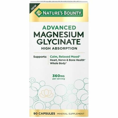 Nature’s Bounty Advanced Magnesium Glycinate Supplement  Heart  Nerves  Muscle &