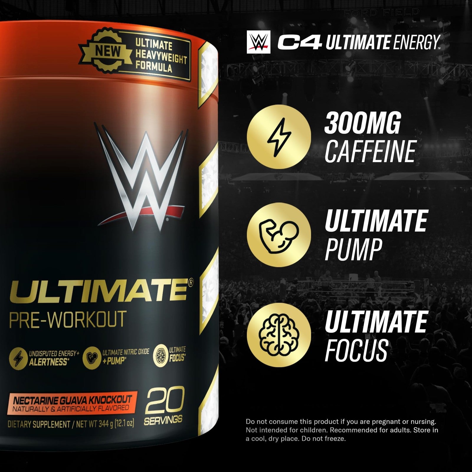 Cellucor C4 Ultimate x WWE Pre Workout Powder Nectarine Guava Knockout - Sugar