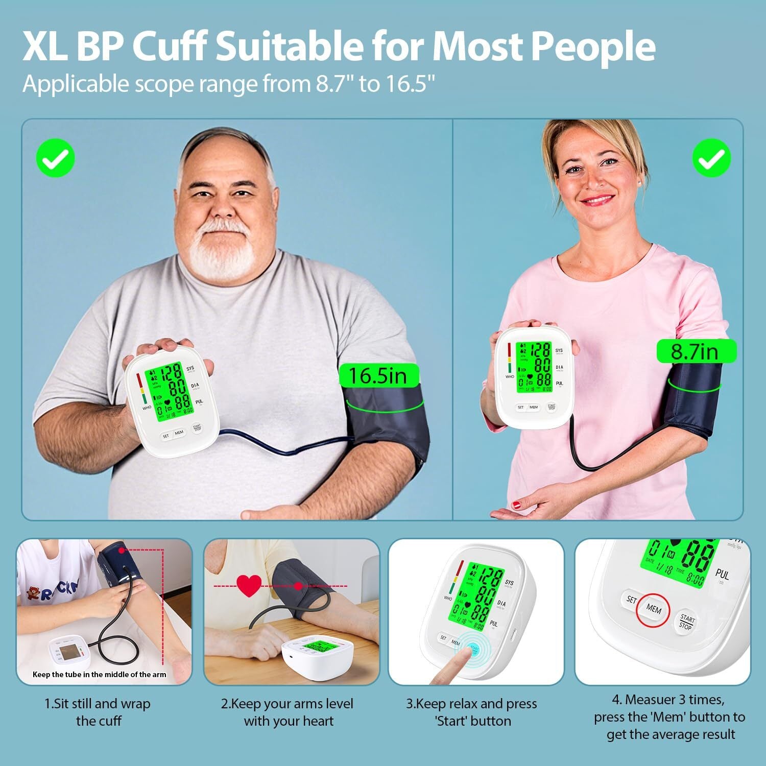 Upper Arm Blood Pressure Monitor for Home Use, FDCDRW 8.7-16.5'' Wide Range