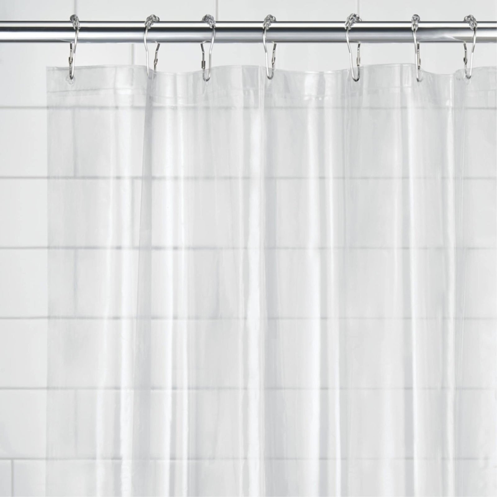 iDesign Vinyl Shower Liner, PVC-Free Mildew Resistant Curtain with Magnets for