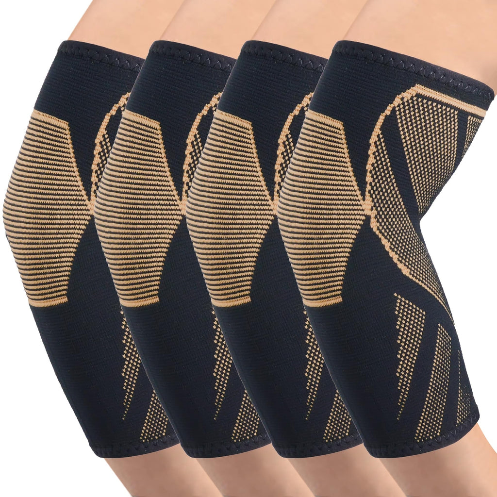 CYCLXY 2 Pairs Elbow Compression Sleeve ，Copper Tennis Elbow Braces for