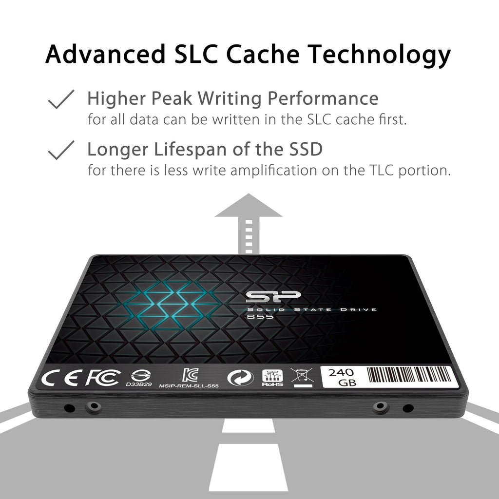 Silicon Power 240GB SSD 3D NAND S55 TLC 7mm (0.28") Internal Solid State Drive