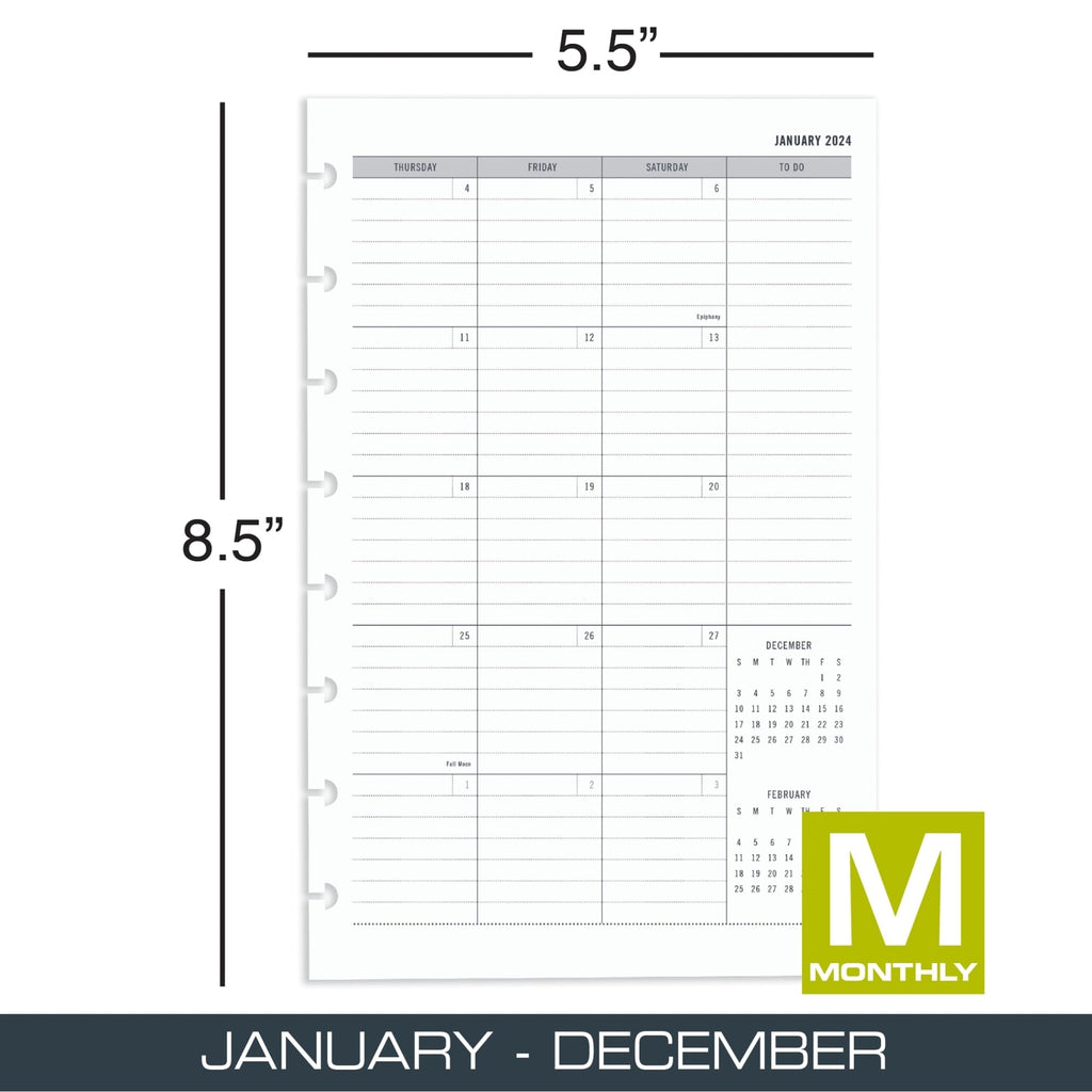 2024 TUL® Discbound Monthly Planner Refill Pages With 12 Tab Dividers, Junior
