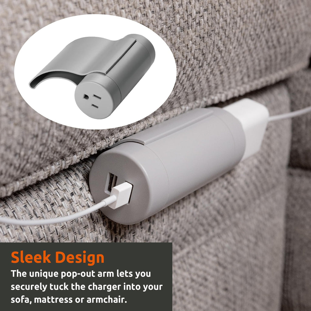 Link2Home Sofa Socket, 10ft Extension Cord, 1 Outlet, 2 Ports, 3.1A USB, with