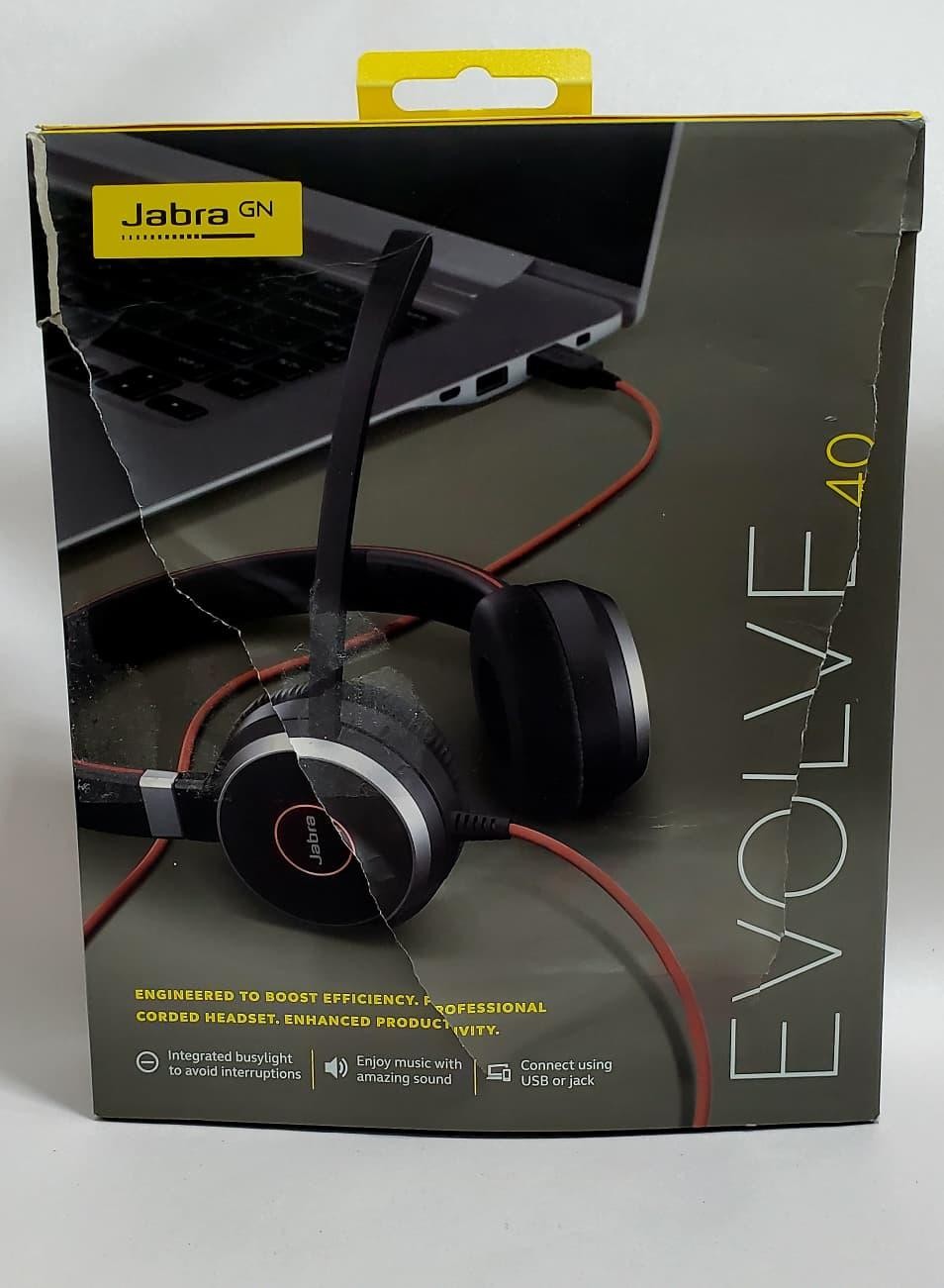 Jabra Evolve 40 Professional Wired Headset, Stereo, UC-Optimized – Telephone