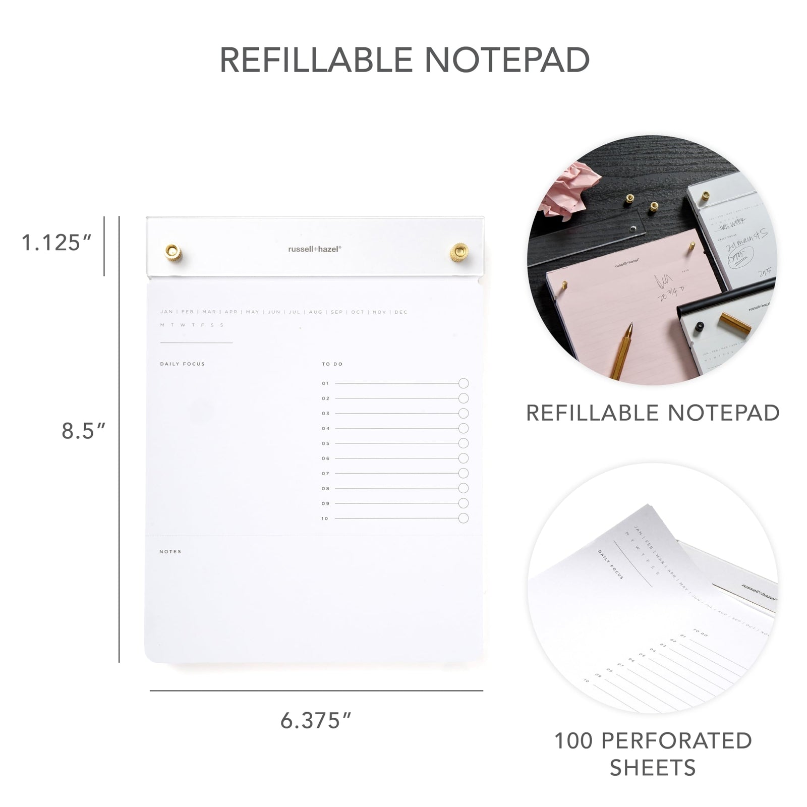 RUSSELL+HAZEL Acrylic Drafter’s Tablet, Acrylic Tablet Pad, Desk Accessory,