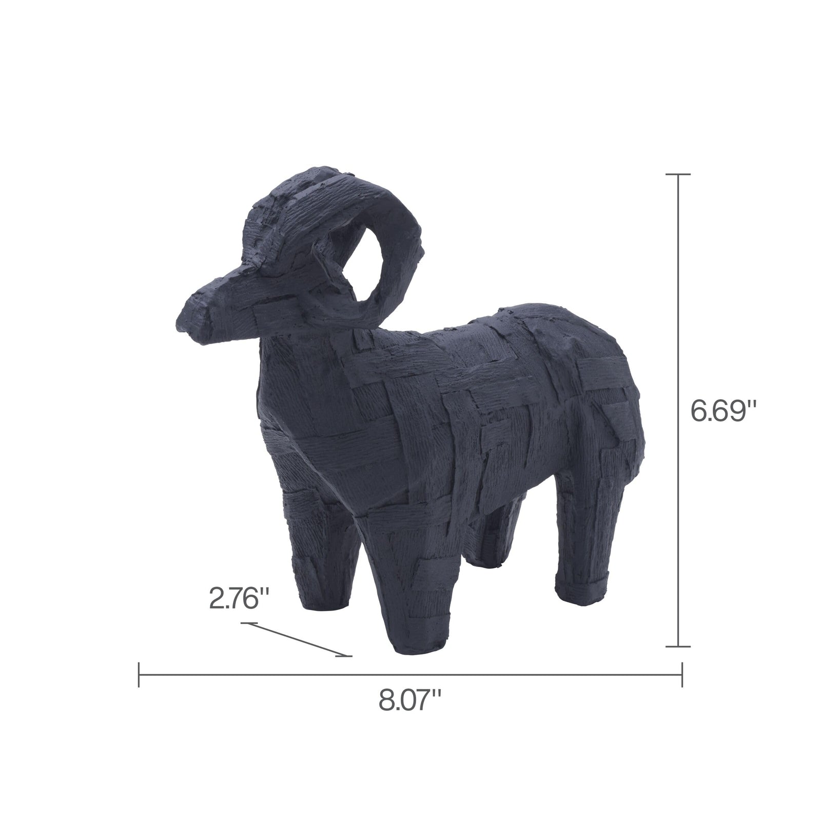 Mikasa Resin Ram Figurine, 8.07x2.76x6.69 Inch, Black Matte