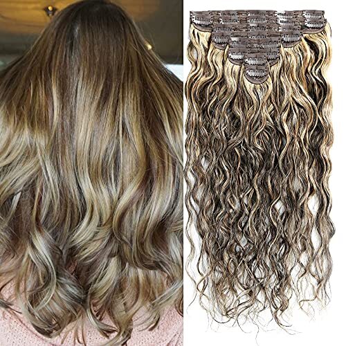 BEQUEEN Clip in Human Hair Extensions Real Human Hair 8pcs 120g Body Wavy Thi...