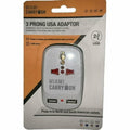 Miami Carry On 3 Prong USA Adaptor Power or Charge - 2 USB Ports