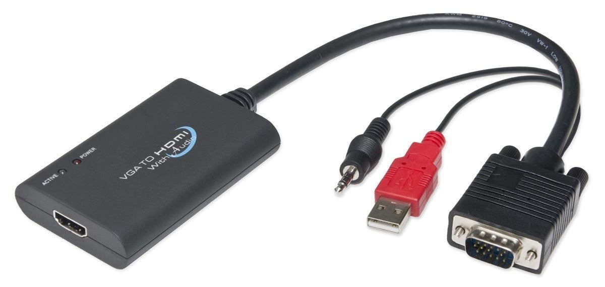 IOCrest 1080P VGA to HDMI Audio Video Cable Converter Active Output Adapter for