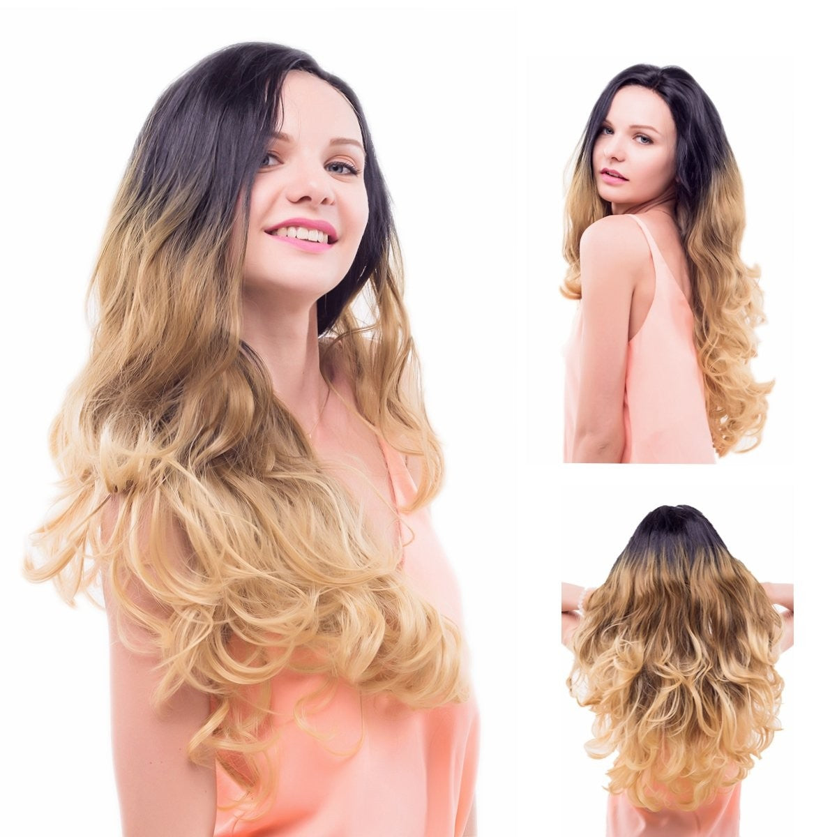 Long Blonde Wig,30" Natural Lace frontal Curly Heat Resistant Wig,Replacement