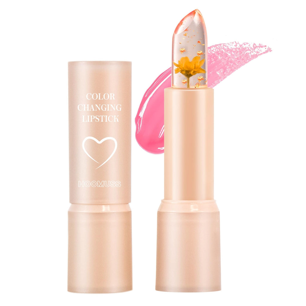 Flower Lip Balm - Color Changing Lipstick Jelly Lip Stain for Perfect Pink