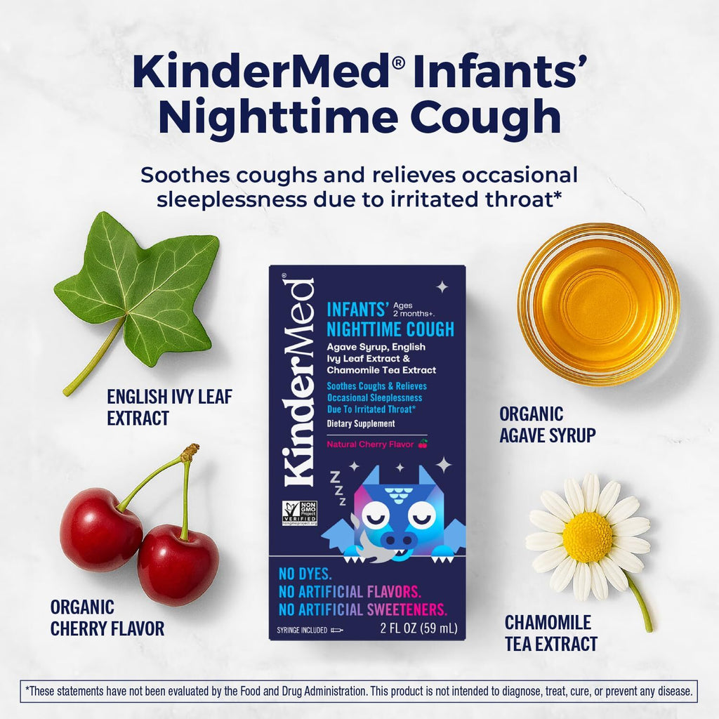 KinderMed Infants' Nighttime Cough, Organic Agave Syrup, English Ivy Leaf