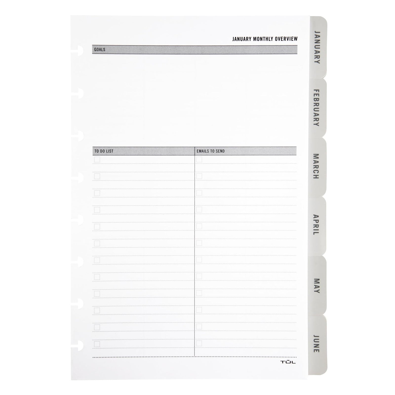 2024 TUL® Discbound Monthly Planner Refill Pages With 12 Tab Dividers, Junior