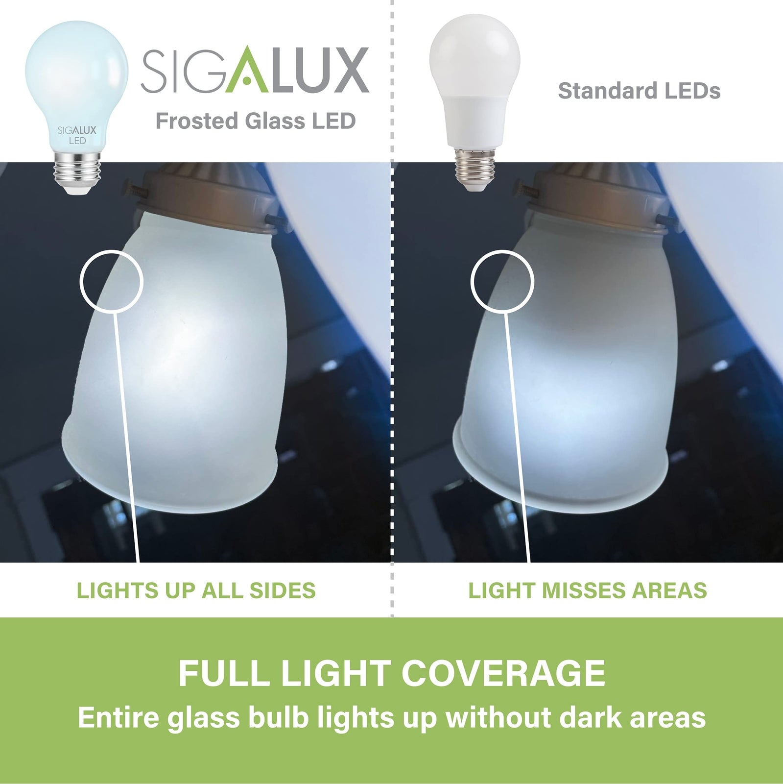 Sigalux Dimmable E26 LED Light Bulb, 60W Equivalent, Energy Star Certified