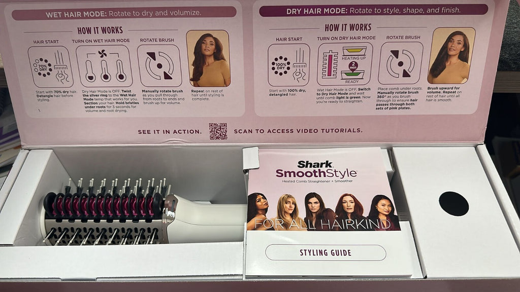 Shark - SmoothStyle Heated Comb and Blow Dryer Brush, Dual Mode, For All Hair...
