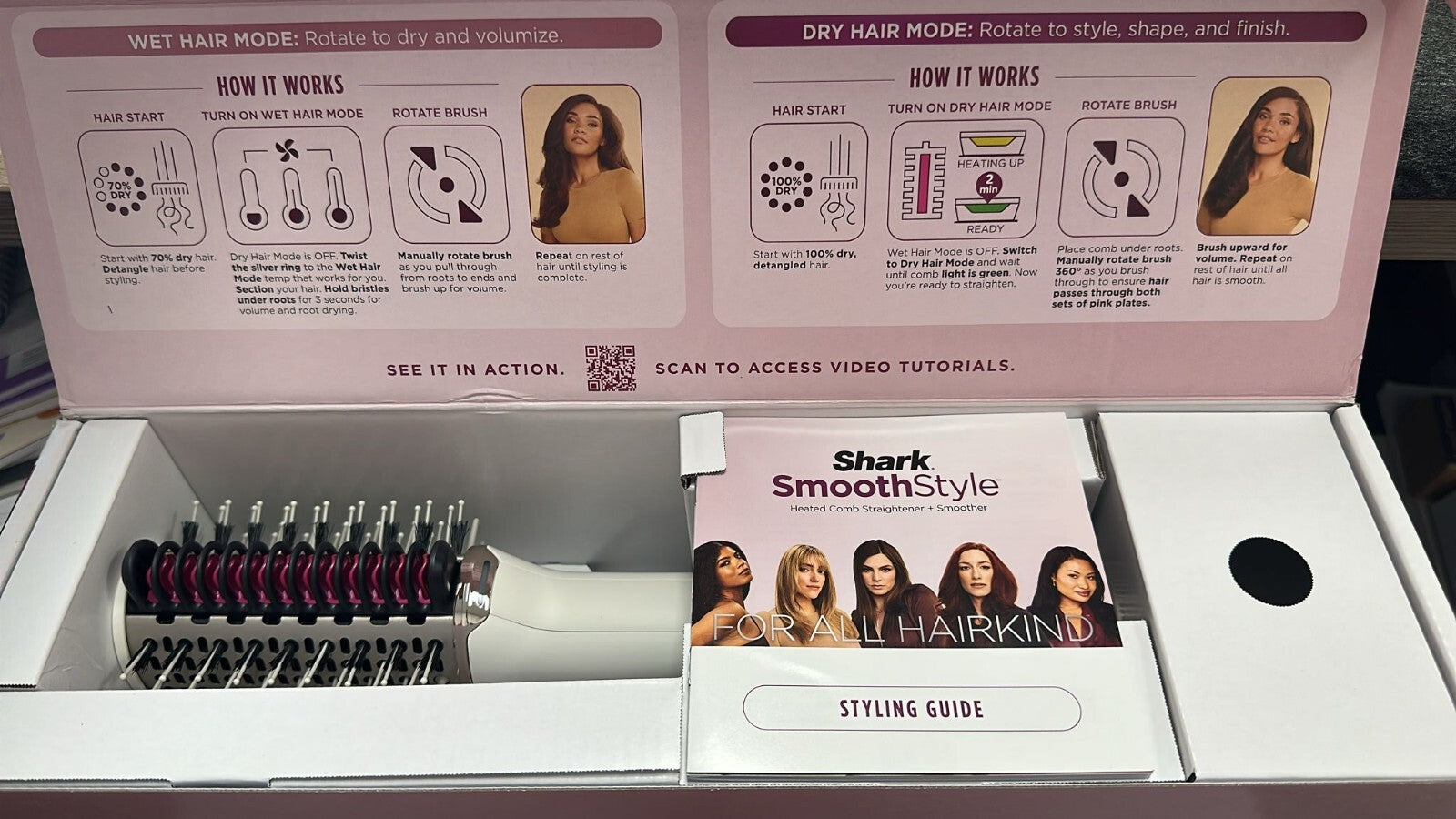 Shark - SmoothStyle Heated Comb and Blow Dryer Brush, Dual Mode, For All Hair...